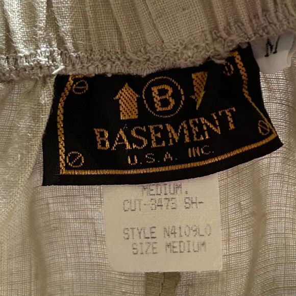 Vintage Basement USA 100% Linen Maxi Skirt Beige w/ Sage Green Hem Size Medium - Picture 5 of 5